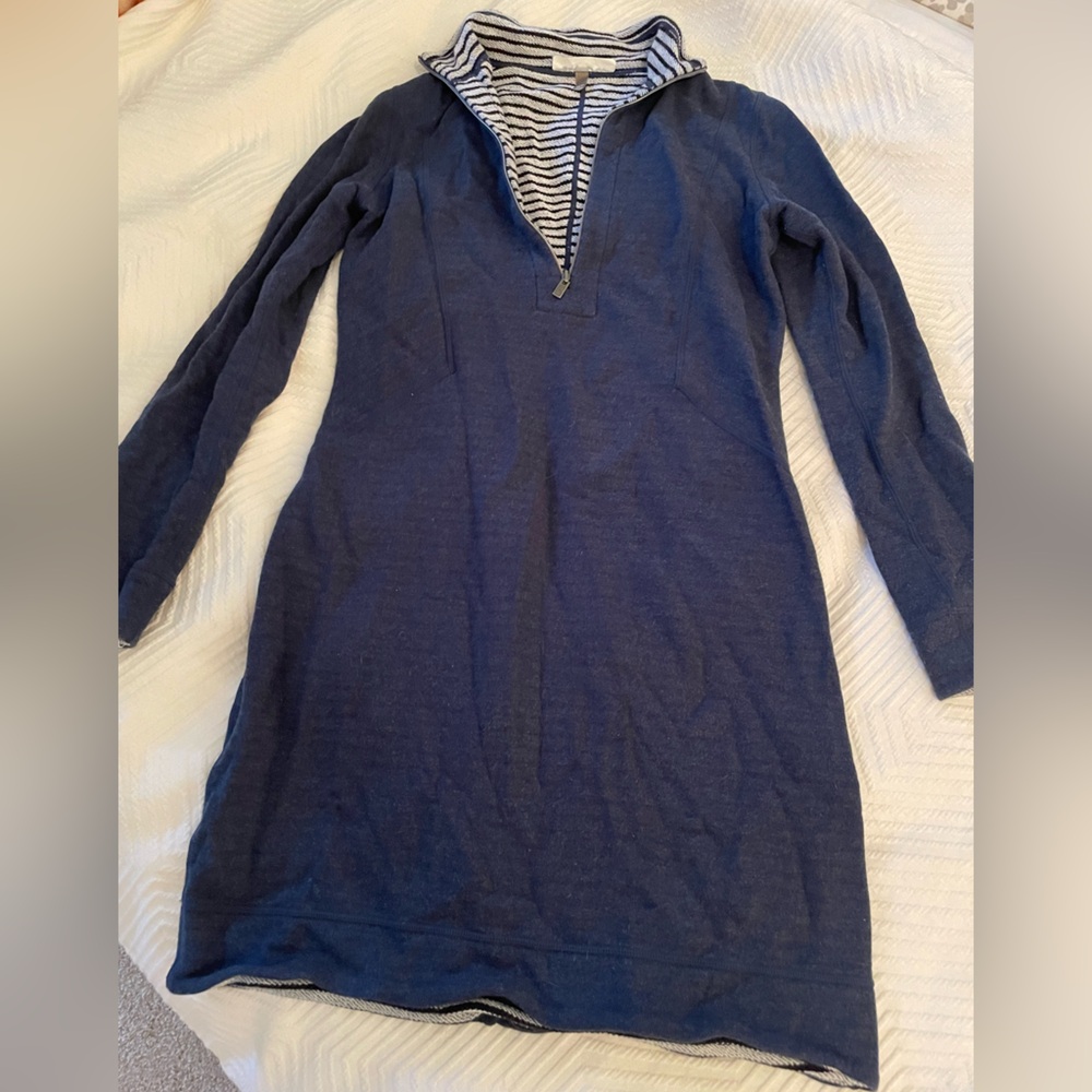Tommy Bahama Women’s Navy Blue Flip Side Quarter-Zip Reversible Sweater Dress XS